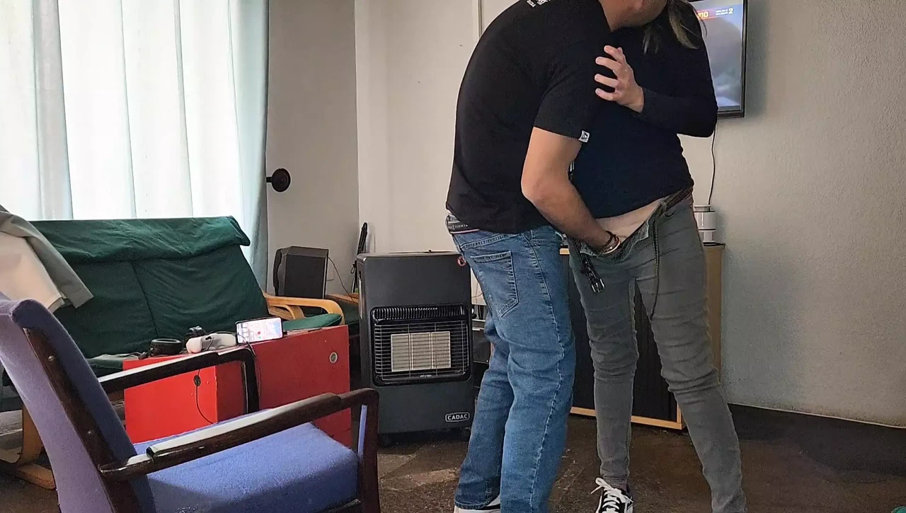 Fucking my neighbour’s wife standing missionary while he is in the bathroom