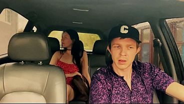 Wife cheating with a taxi driver in the car outside the house