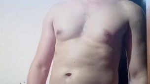 Showing off big flaccid cock and ass